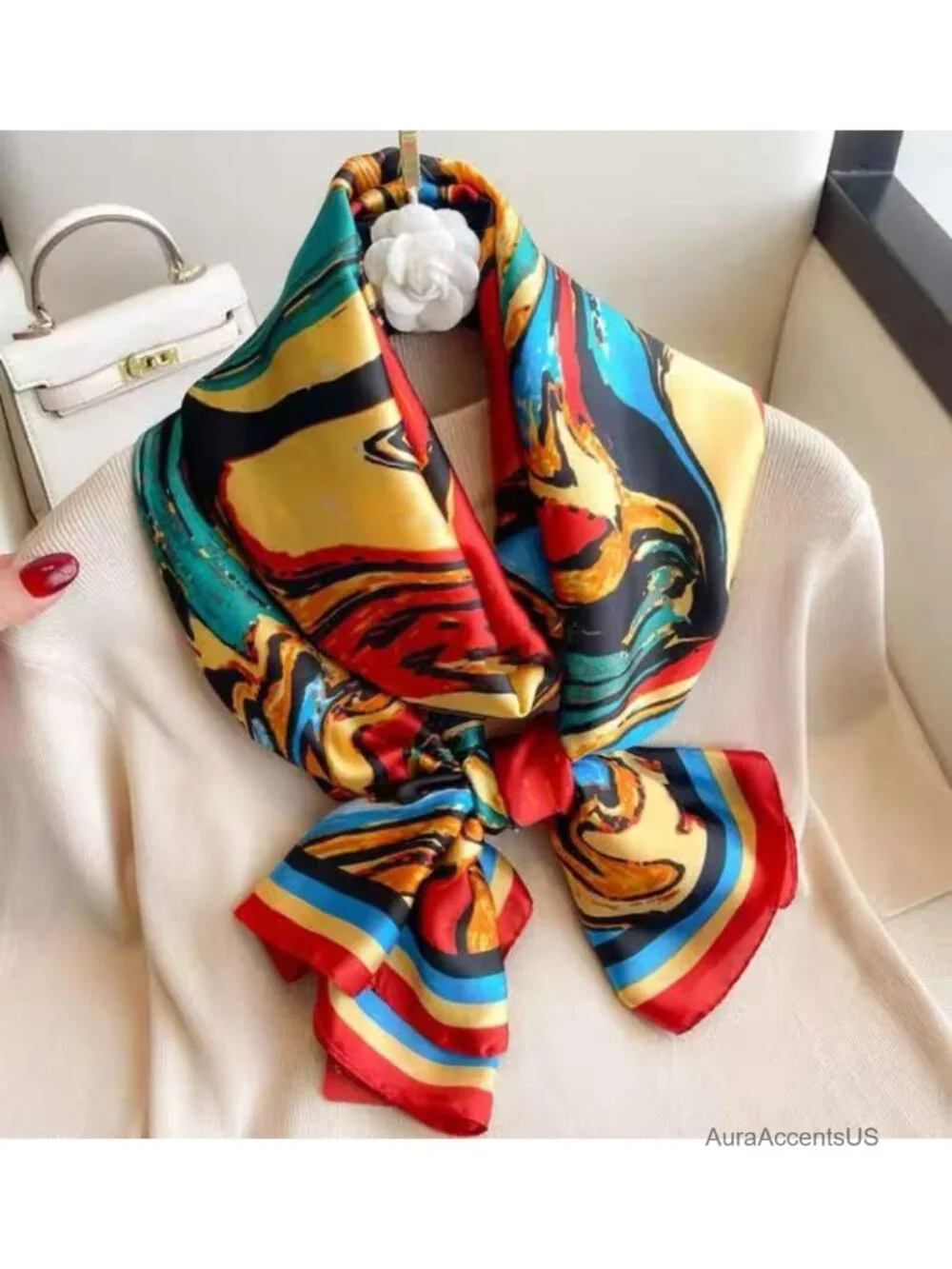 Silk Feel Large Square Shawl Wrap Scarf Oversized Fashion Scarf